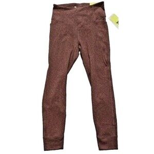 Women’s All In Motion Ribbed Mid Rise Joggers Red Pockets Elastic Waist Soft XXL